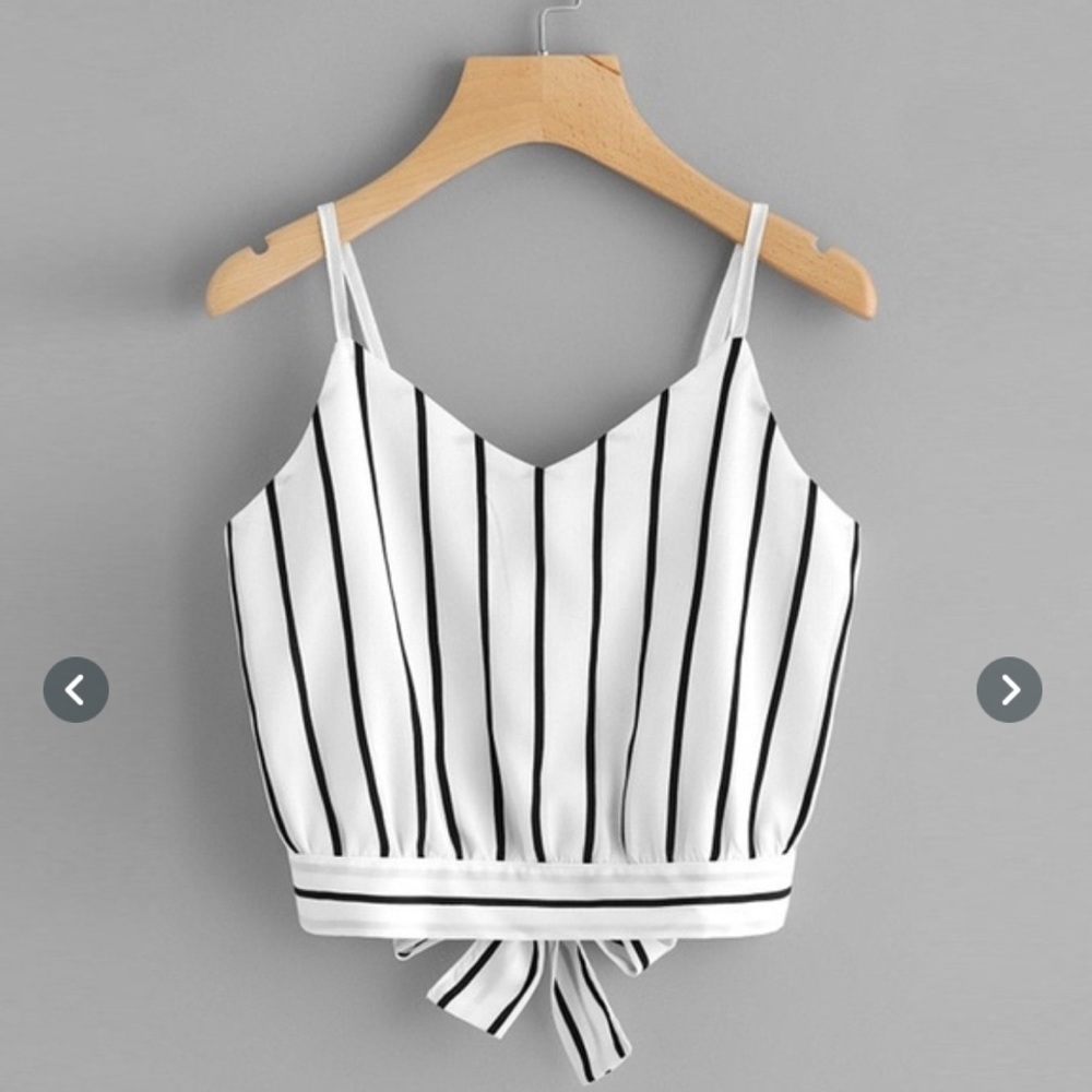 White top with black stripes*